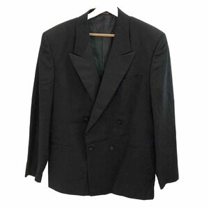 Marzotto For Barneys New York 100% Wool Tux Blazer Suit Jacket Coat 42 44 Black